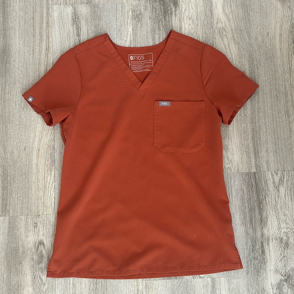 Figs Women's Rust V-Neck Scrub Top